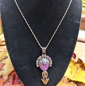 Amazing "Goddess" pendant & chain, purple turquoise